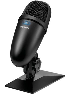 Insignia Black USB Condenser Desktop Microphone for Streaming & Calls podcasts